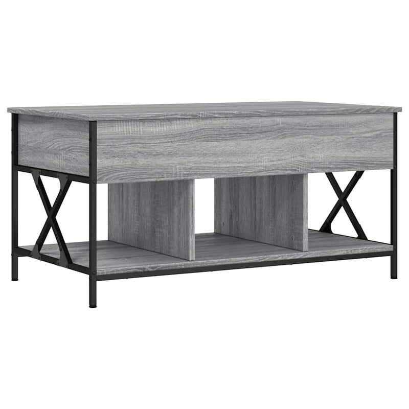 vidaXL szürke sonoma szerelt fa és fém dohányzóasztal 100 x 55 x 50 cm