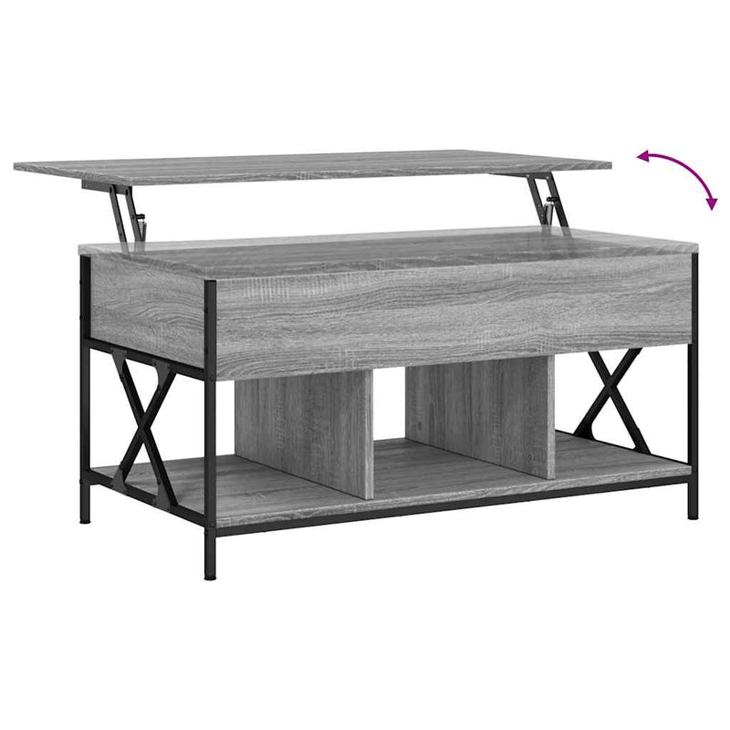 vidaXL szürke sonoma szerelt fa és fém dohányzóasztal 100 x 55 x 50 cm