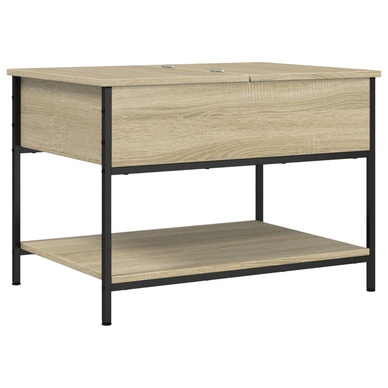 vidaXL sonoma tölgy szerelt fa és fém dohányzóasztal 70 x 50 x 50 cm