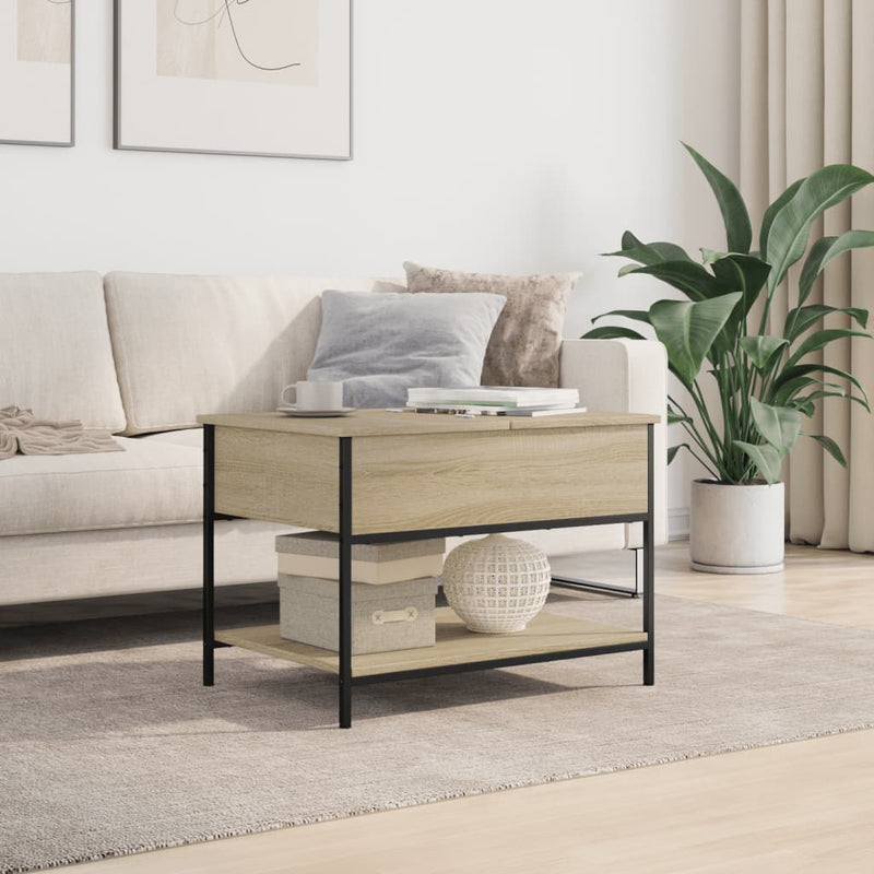 vidaXL sonoma tölgy szerelt fa és fém dohányzóasztal 70 x 50 x 50 cm