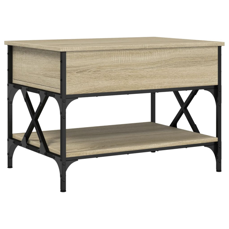 vidaXL sonoma tölgy szerelt fa és fém dohányzóasztal 70 x 50 x 50 cm