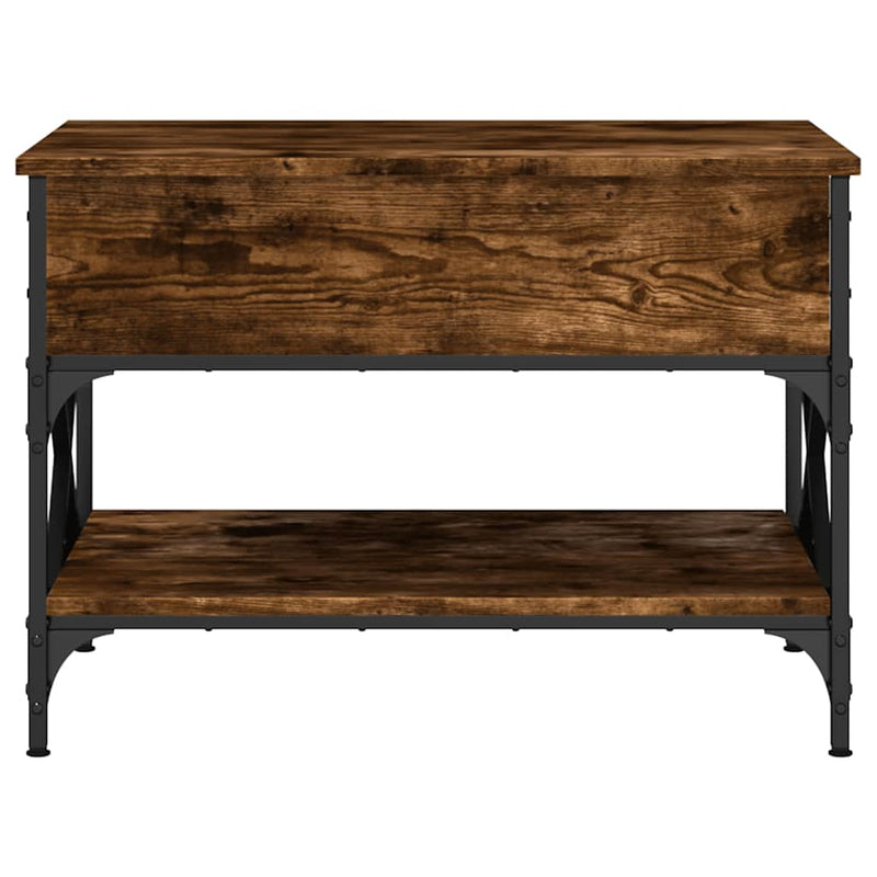 vidaXL füstös tölgy szerelt fa és fém dohányzóasztal 70 x 50 x 50 cm