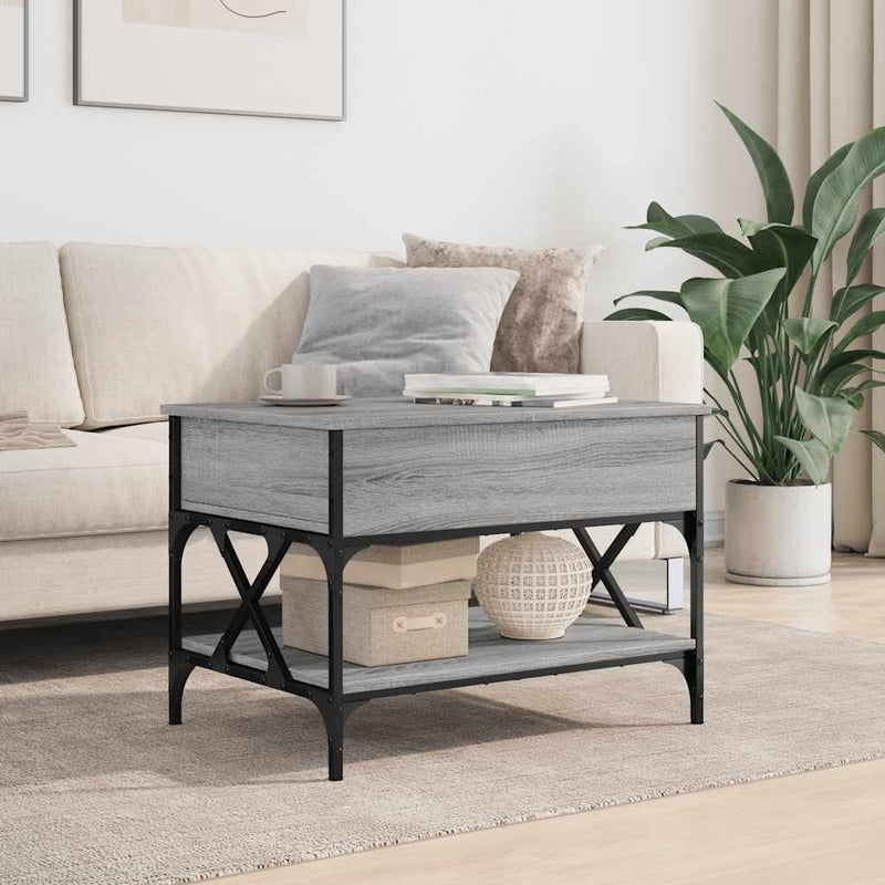 vidaXL szürke sonoma szerelt fa és fém dohányzóasztal 70 x 50 x 50 cm