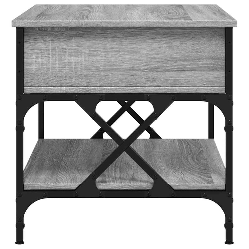 vidaXL szürke sonoma szerelt fa és fém dohányzóasztal 70 x 50 x 50 cm