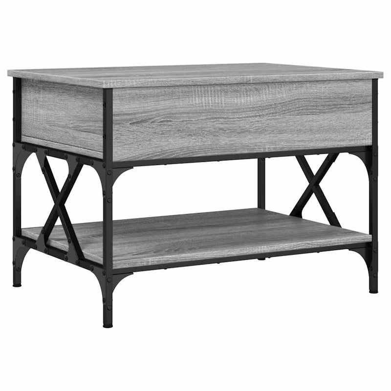 vidaXL szürke sonoma szerelt fa és fém dohányzóasztal 70 x 50 x 50 cm