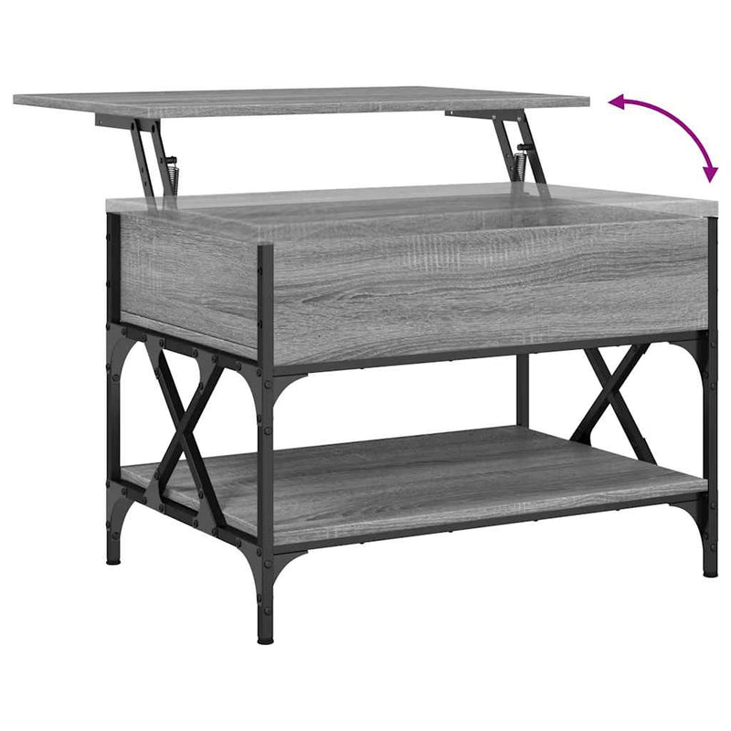 vidaXL szürke sonoma szerelt fa és fém dohányzóasztal 70 x 50 x 50 cm