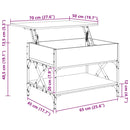 vidaXL szürke sonoma szerelt fa és fém dohányzóasztal 70 x 50 x 50 cm