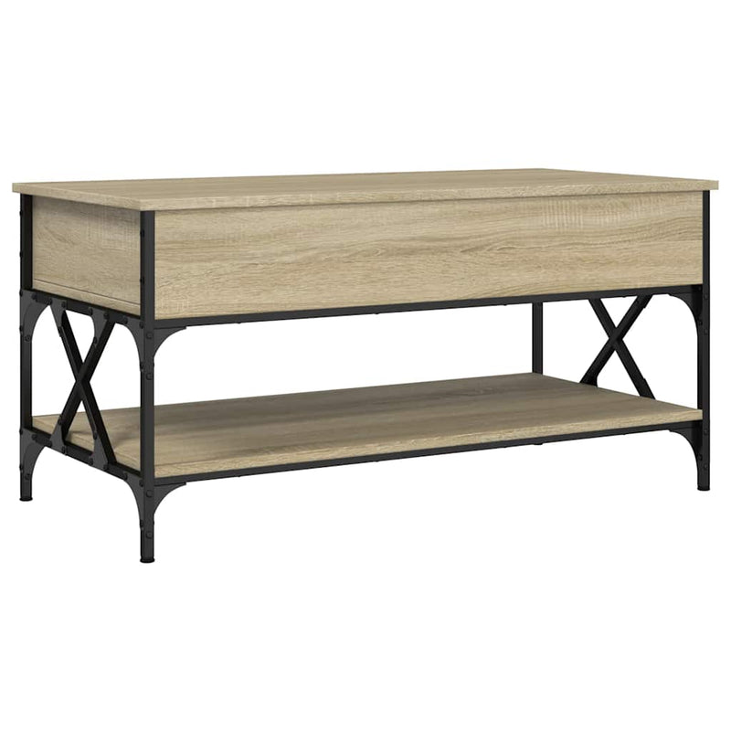 vidaXL sonoma tölgy szerelt fa és fém dohányzóasztal 100 x 50 x 50 cm