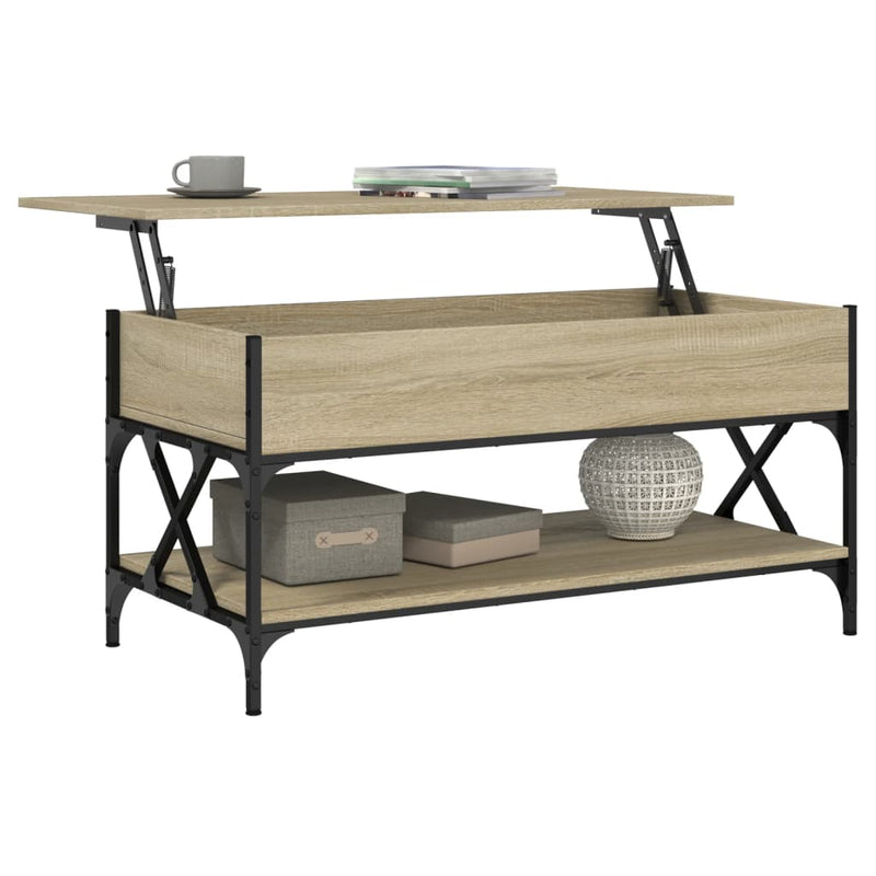 vidaXL sonoma tölgy szerelt fa és fém dohányzóasztal 100 x 50 x 50 cm