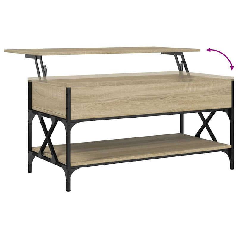 vidaXL sonoma tölgy szerelt fa és fém dohányzóasztal 100 x 50 x 50 cm