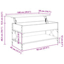 vidaXL sonoma tölgy szerelt fa és fém dohányzóasztal 100 x 50 x 50 cm