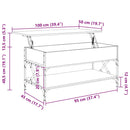 vidaXL füstös tölgy szerelt fa és fém dohányzóasztal 100 x 50 x 50 cm