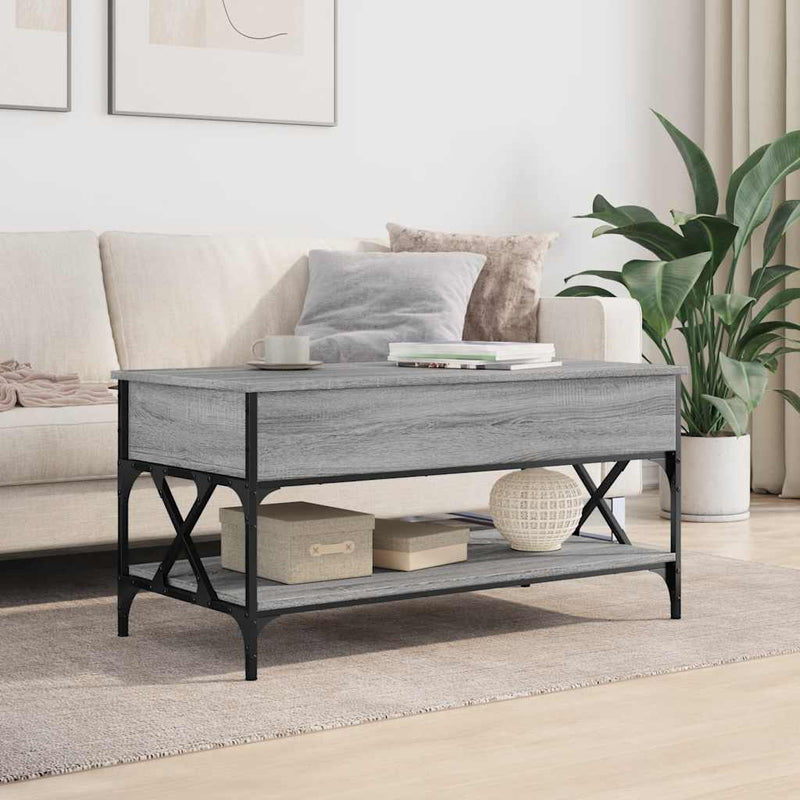 vidaXL szürke sonoma szerelt fa és fém dohányzóasztal 100 x 50 x 50 cm