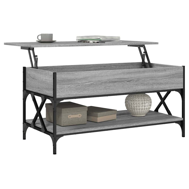 vidaXL szürke sonoma szerelt fa és fém dohányzóasztal 100 x 50 x 50 cm