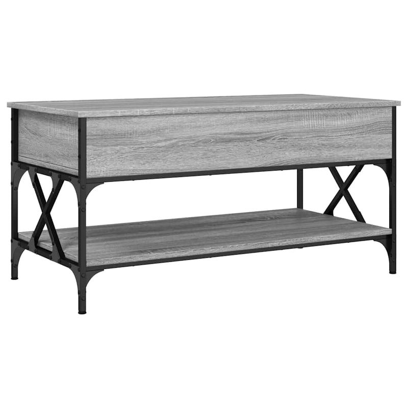 vidaXL szürke sonoma szerelt fa és fém dohányzóasztal 100 x 50 x 50 cm