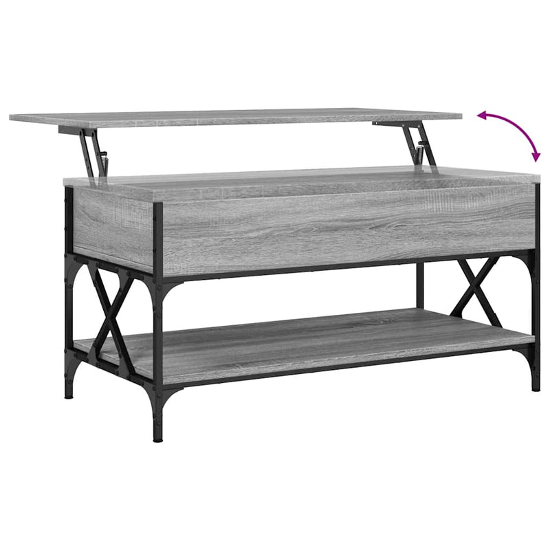 vidaXL szürke sonoma szerelt fa és fém dohányzóasztal 100 x 50 x 50 cm