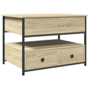 vidaXL sonoma tölgy szerelt fa és fém dohányzóasztal 70 x 50 x 50 cm