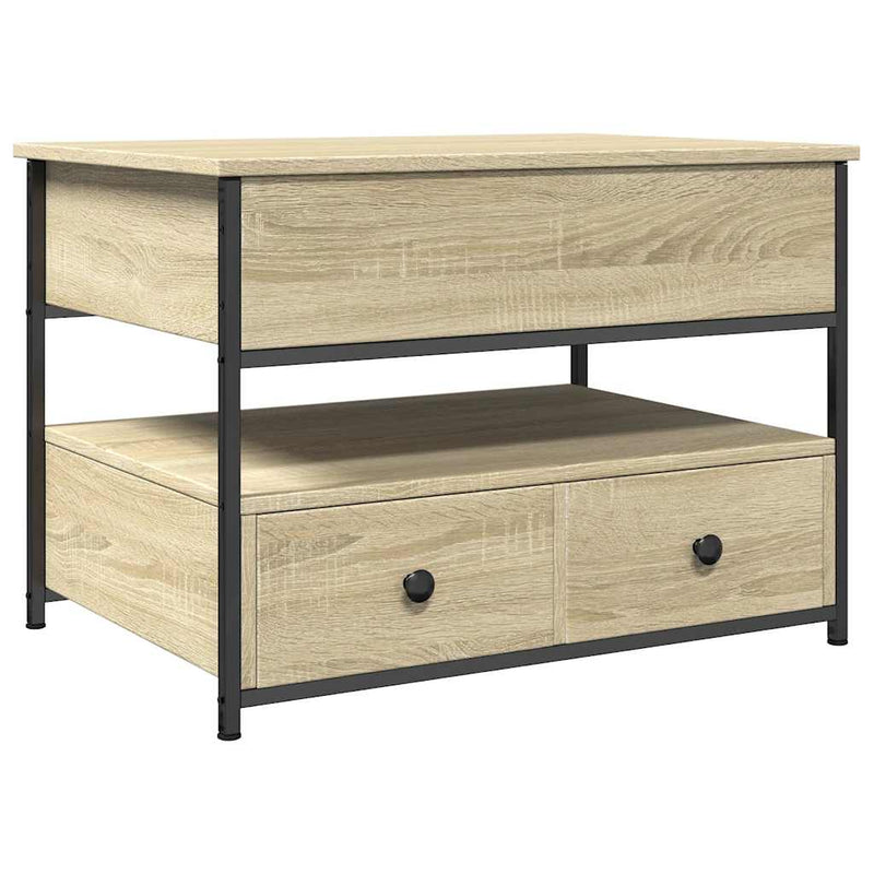 vidaXL sonoma tölgy szerelt fa és fém dohányzóasztal 70 x 50 x 50 cm