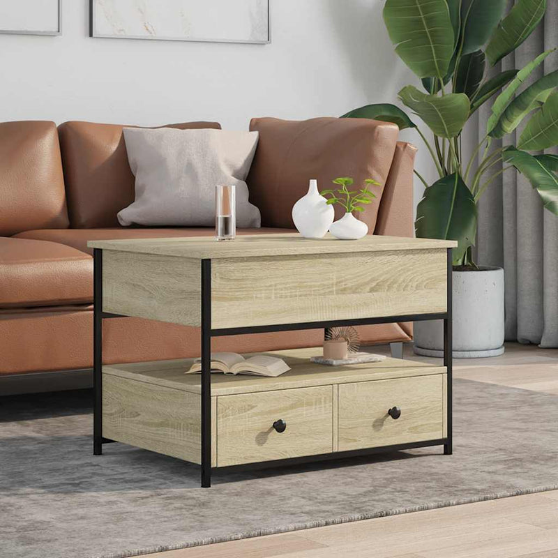 vidaXL sonoma tölgy szerelt fa és fém dohányzóasztal 70 x 50 x 50 cm