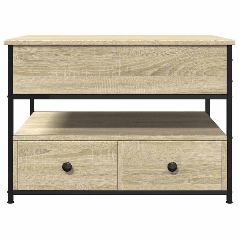 vidaXL sonoma tölgy szerelt fa és fém dohányzóasztal 70 x 50 x 50 cm
