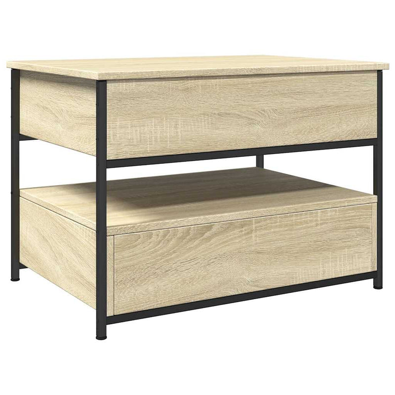 vidaXL sonoma tölgy szerelt fa és fém dohányzóasztal 70 x 50 x 50 cm