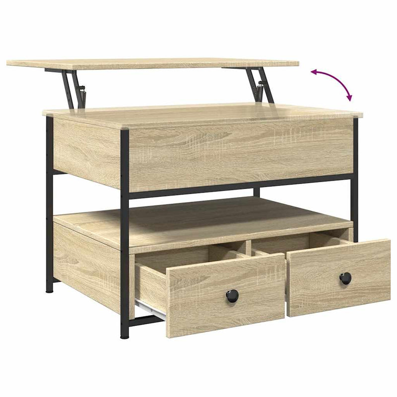 vidaXL sonoma tölgy szerelt fa és fém dohányzóasztal 70 x 50 x 50 cm