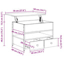 vidaXL füstös tölgy szerelt fa és fém dohányzóasztal 70 x 50 x 50 cm