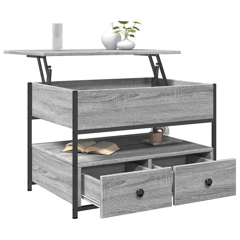 vidaXL szürke sonoma szerelt fa és fém dohányzóasztal 70 x 50 x 50 cm