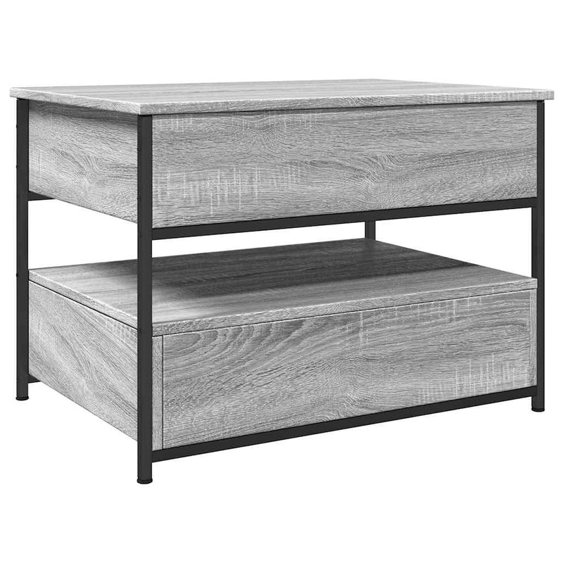 vidaXL szürke sonoma szerelt fa és fém dohányzóasztal 70 x 50 x 50 cm