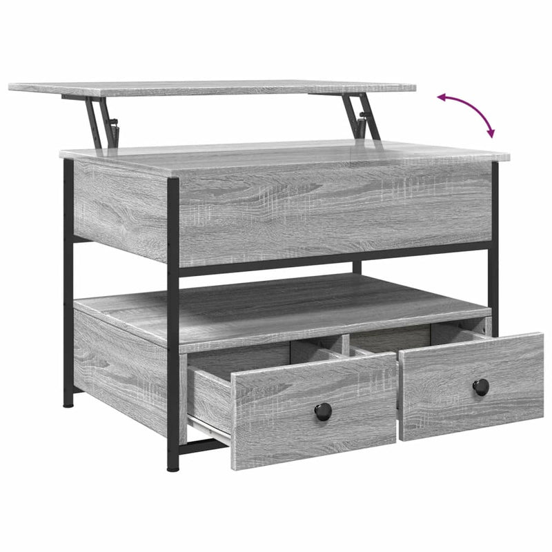 vidaXL szürke sonoma szerelt fa és fém dohányzóasztal 70 x 50 x 50 cm