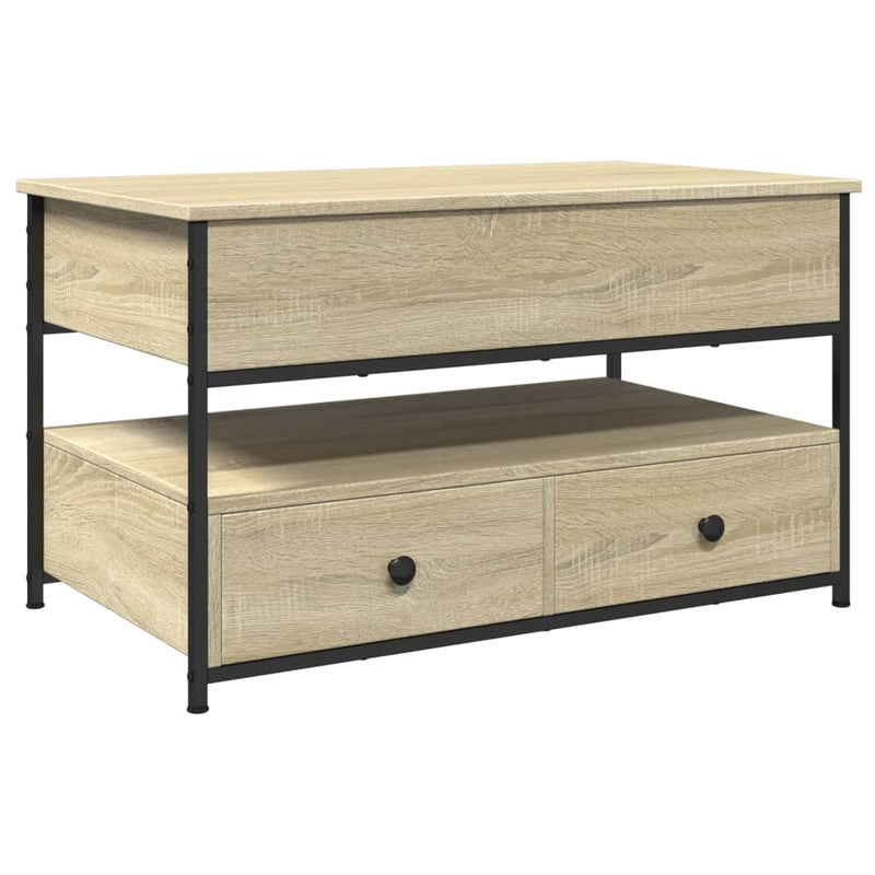 vidaXL sonoma tölgy szerelt fa és fém dohányzóasztal 85 x 50 x 50 cm