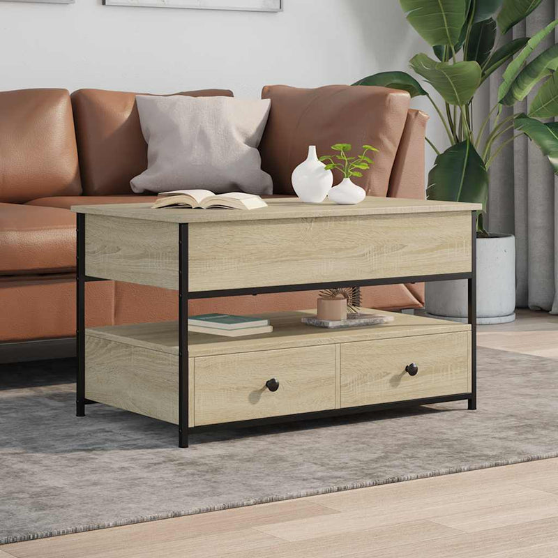 vidaXL sonoma tölgy szerelt fa és fém dohányzóasztal 85 x 50 x 50 cm
