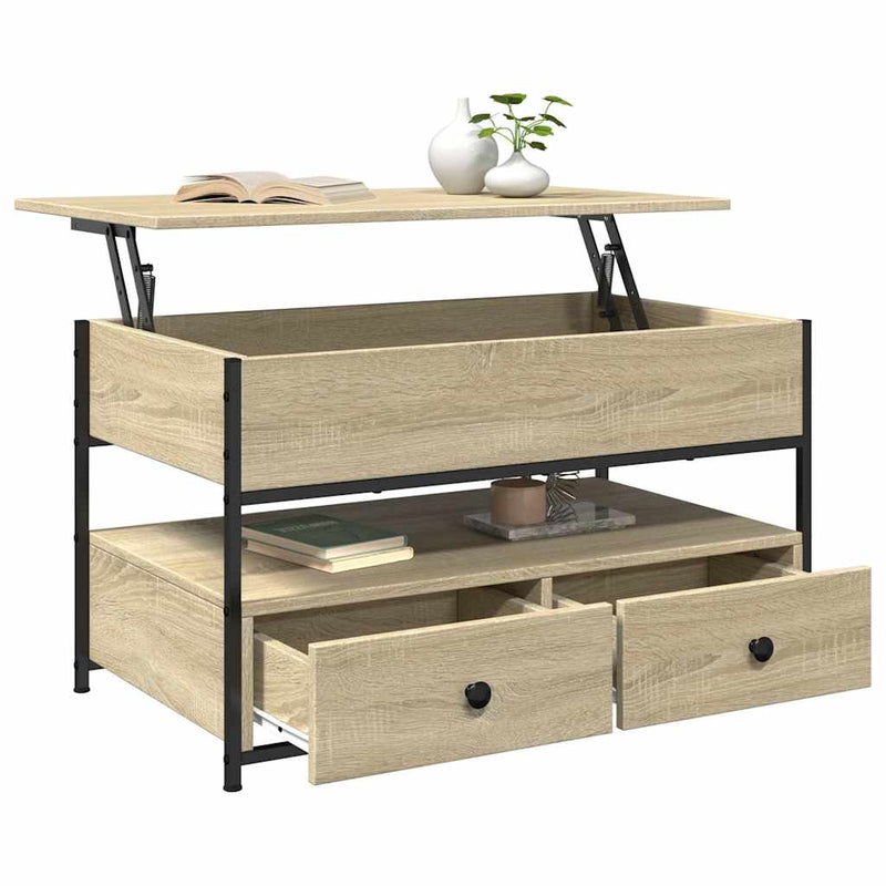 vidaXL sonoma tölgy szerelt fa és fém dohányzóasztal 85 x 50 x 50 cm