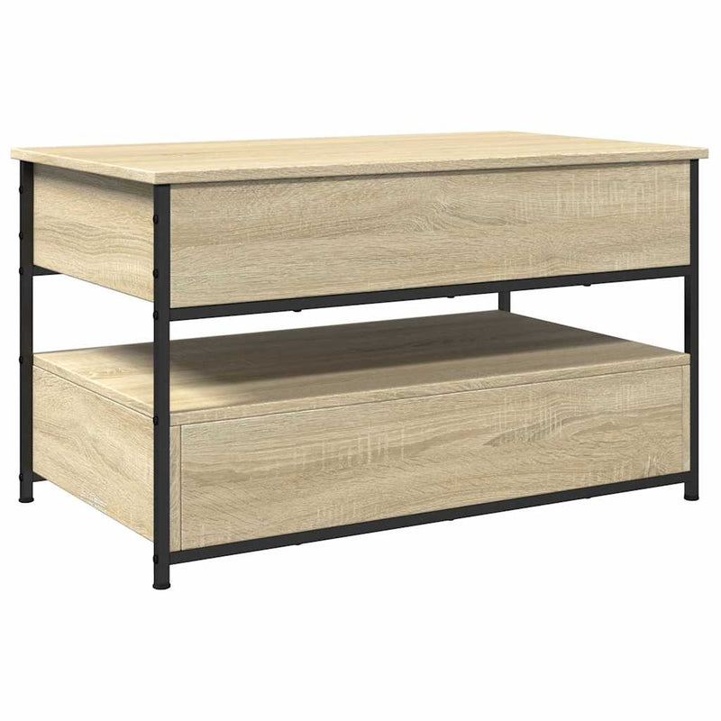 vidaXL sonoma tölgy szerelt fa és fém dohányzóasztal 85 x 50 x 50 cm