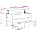 vidaXL sonoma tölgy szerelt fa és fém dohányzóasztal 85 x 50 x 50 cm