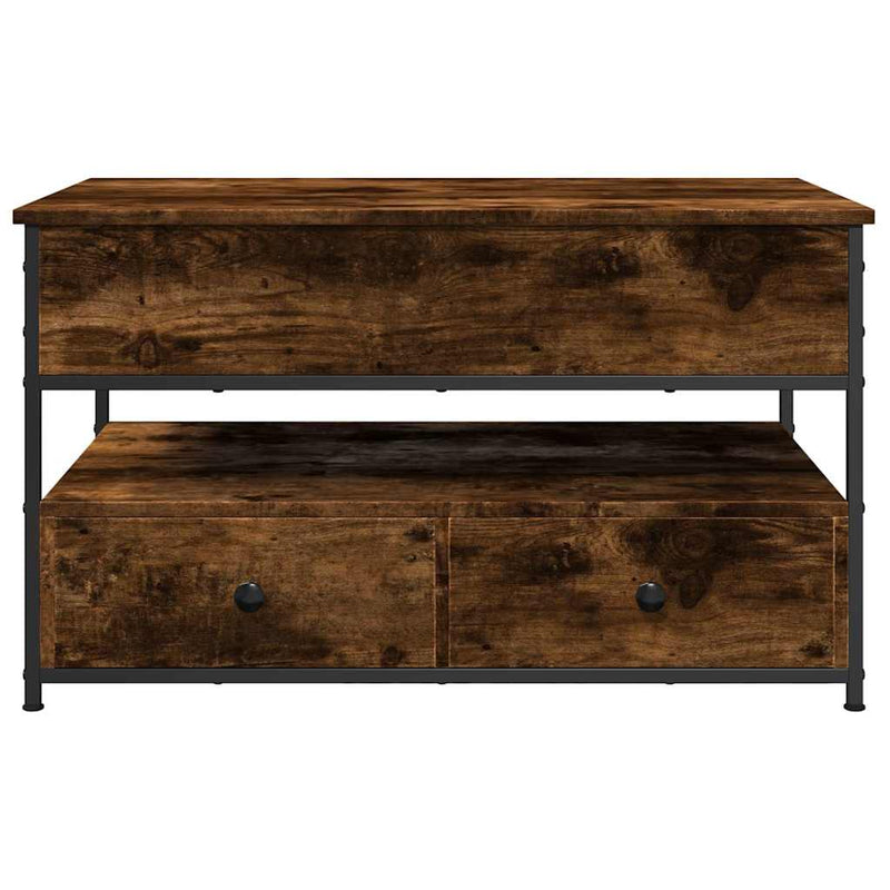 vidaXL füstös tölgy szerelt fa és fém dohányzóasztal 85 x 50 x 50 cm