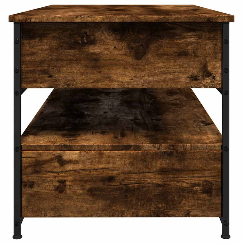 vidaXL füstös tölgy szerelt fa és fém dohányzóasztal 85 x 50 x 50 cm
