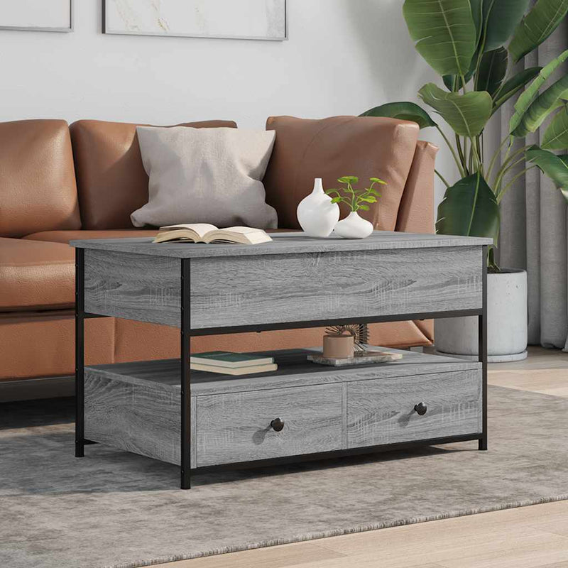 vidaXL szürke sonoma szerelt fa és fém dohányzóasztal 85 x 50 x 50 cm