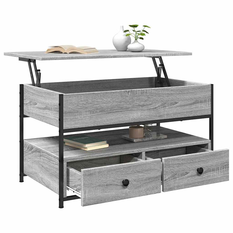 vidaXL szürke sonoma szerelt fa és fém dohányzóasztal 85 x 50 x 50 cm