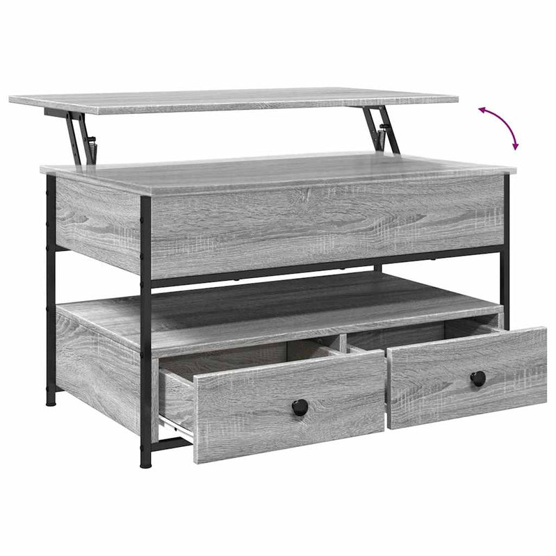 vidaXL szürke sonoma szerelt fa és fém dohányzóasztal 85 x 50 x 50 cm