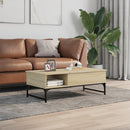 vidaXL sonoma tölgy szerelt fa és fém dohányzóasztal 100 x 50 x 35 cm