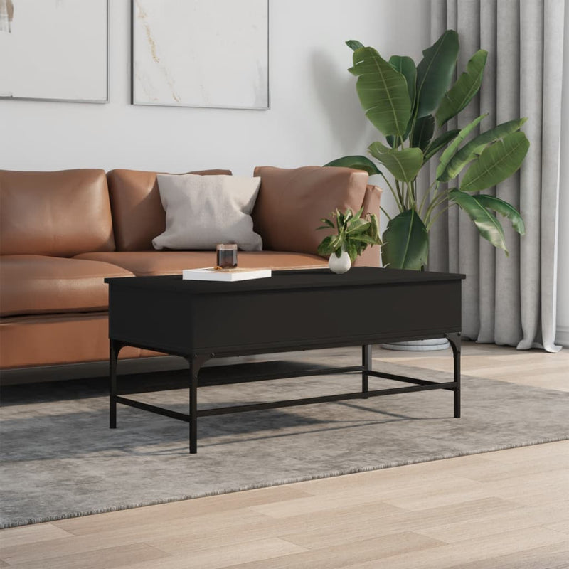 vidaXL fekete szerelt fa és fém dohányzóasztal 100 x 50 x 45 cm