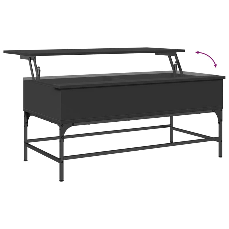 vidaXL fekete szerelt fa és fém dohányzóasztal 100 x 50 x 45 cm