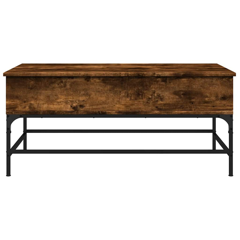 vidaXL füstös tölgy szerelt fa és fém dohányzóasztal 100 x 50 x 45 cm