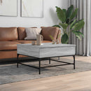 vidaXL szürke sonoma szerelt fa és fém dohányzóasztal 80 x 80 x 45 cm