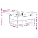 vidaXL szürke sonoma szerelt fa és fém dohányzóasztal 80 x 80 x 45 cm