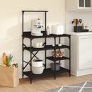 vidaXL fekete szerelt fa és fém pékállvány 90 x 40 x 132 cm