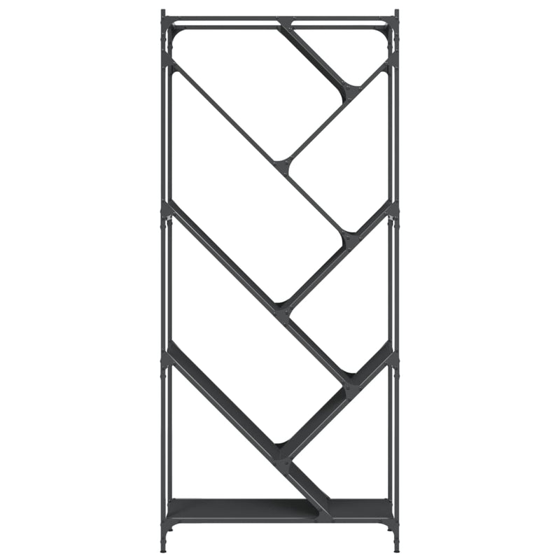 vidaXL fekete szerelt fa és fém könyvszekrény 79 x 30 x 180 cm