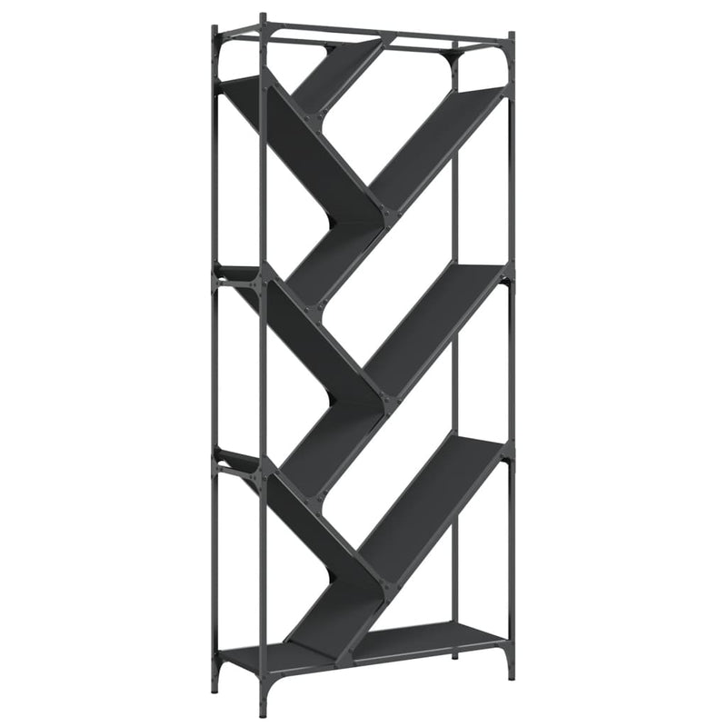 vidaXL fekete szerelt fa és fém könyvszekrény 79 x 30 x 180 cm
