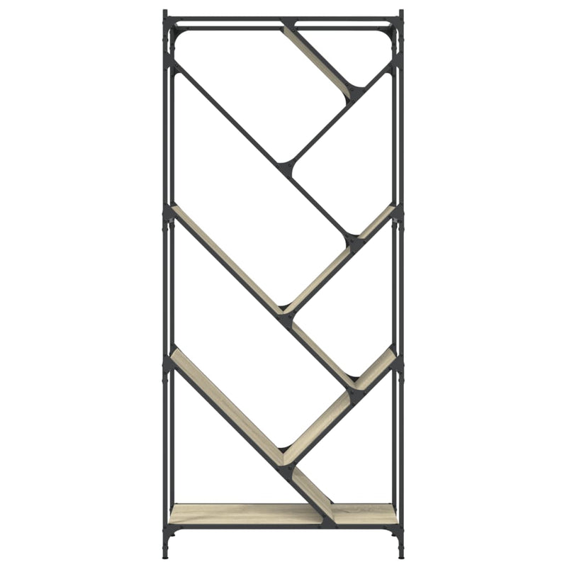 vidaXL sonoma tölgy színű szerelt fa és fém könyvszekrény 79x30x180 cm